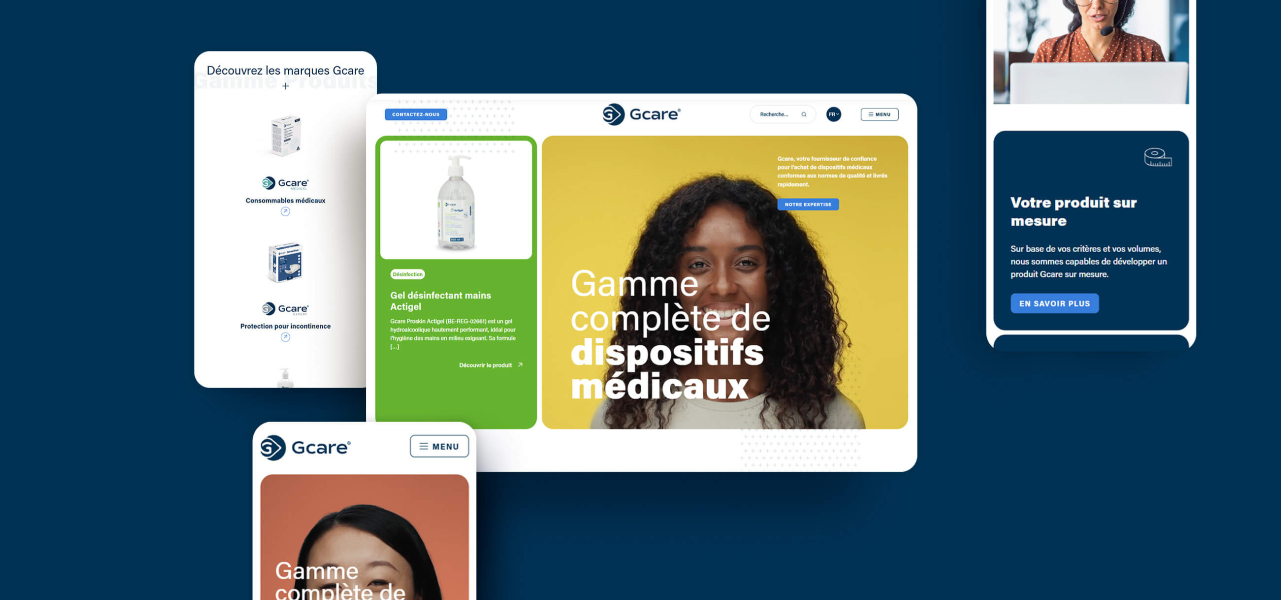 Aperçu de la page d'accueil du site internet Gcare