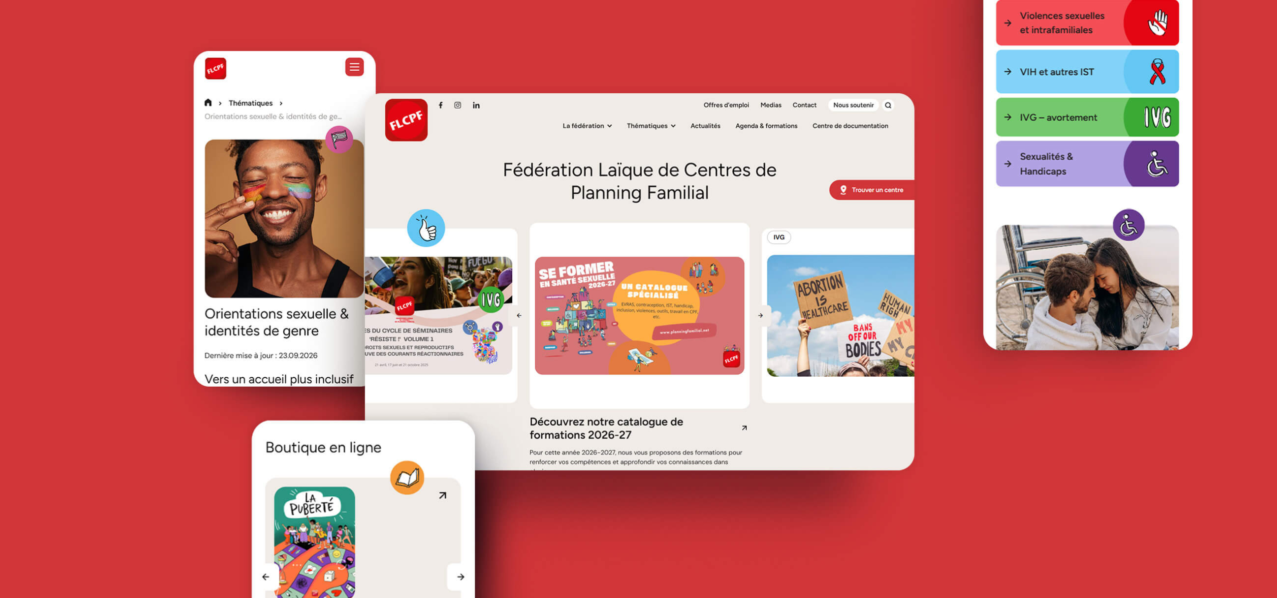Présentation globale du site web et des interfaces de FLCPF sur différents écrans